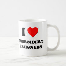 Jag älskar broderiformgivare kaffe koppar