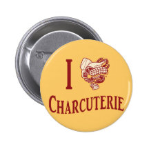 Jag älskar charkuteri knappar med nål