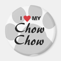 Jag älskar ChowChow Pawprint (för hjärta) Kylskåpmagneter