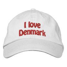 Jag älskar Danmark Broderade Baseball Kepsar