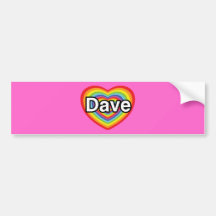 Jag älskar Dave: regnbågehjärta Bildekal