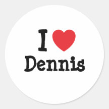 Jag älskar den Dennis hjärtaT-tröja Runda Klistermärken