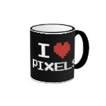 Jag älskar den PIXEL pixelated retro gameren 8bit  Kaffe Muggar