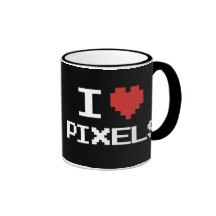 Jag älskar den PIXEL pixelated retro gameren 8bit  Kaffe Muggar