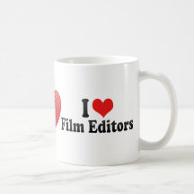 Jag älskar filmar redaktörer kaffe koppar