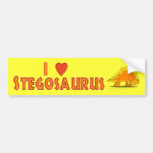 Jag älskar för tecknadDinosaur för Stegosaurus gul Bildekal
