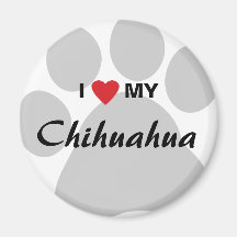 Jag älskar (hjärta) min Chihuahua Pawprint Magnet För Kylskåp