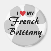 Jag älskar (hjärta) min franska Brittany Pawprint Magnet För Kylskåp