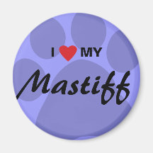 Jag älskar (hjärta) min Mastiff Pawprint Magnet För Kylskåp