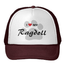 Jag älskar (hjärta) min Ragdoll katt Pawprint Baseball Hat