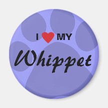 Jag älskar (hjärta) min Whippet Pawprint Magneter För Kylskåp