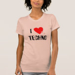 Jag älskar (hjärta) Techno Tee Shirt