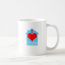 Jag älskar husmusik - hjärtahus kaffe mugg