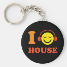 Jag älskar husmusiksmiley med hörlurarkeychain nyckelringar