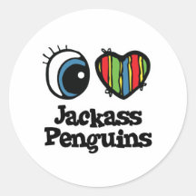 Jag älskar Jackasspingvin (för hjärta) Klistermärken