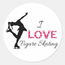 JAG ÄLSKAR konståkning, snöflingor & skater Klistermärke