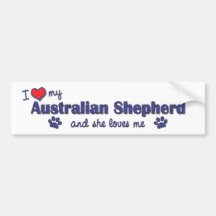 Jag älskar min australian shepherd (den kvinnliga  bildekal