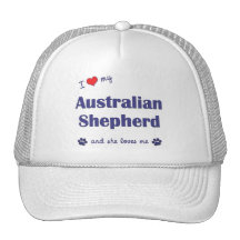 Jag älskar min australian shepherd (den kvinnliga  trucker kepsar