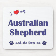 Jag älskar min australian shepherd (den kvinnliga  musmatta
