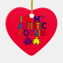 Jag älskar min Autistic kusinT-tröja Julgranskulor