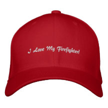Jag älskar min brandman! Broderad hatt