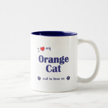 Jag älskar min orange katt (den Male katten) Kaffe Koppar