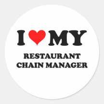 Jag älskar min restaurang kedjar chefen runda klistermärken