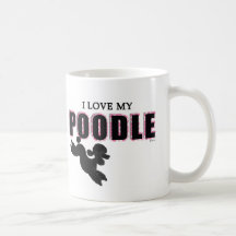 Jag älskar min svart pudel kaffe koppar