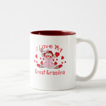 Jag älskar min underbara mormortrasdocka & hjärtor kaffe koppar