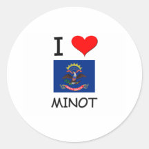 Jag älskar Minot North Dakota Klistermärken