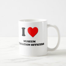 Jag älskar museumutbildning kommenderar kaffe koppar