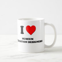 Jag älskar museumutställningformgivare kaffe muggar