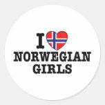 Jag älskar norska flickor rund klistermärke