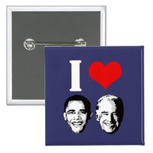 Jag älskar Obama/Biden Knapp Med Nål
