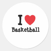 Jag älskar personlig för baskethjärtaanpassningsba runda klistermärken