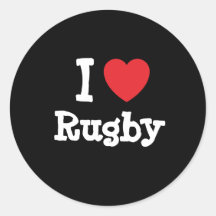Jag älskar personlig för Rugbyhjärtaanpassningsbar Rund Klistermärke