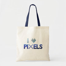 Jag älskar PIXEL som totot hänger lös Tote Bag