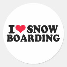 Jag älskar Snowboarding Runda Klistermärken