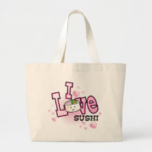 Jag älskar sushi tote bags