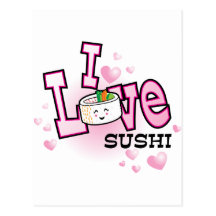 Jag älskar sushi vykort