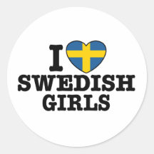 Jag älskar svenska flickor rund klistermärke