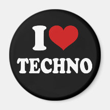 Jag älskar Techno Kylskåpsnagnet