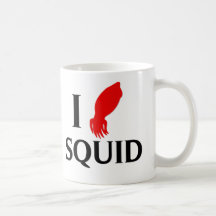 Jag älskar tioarmad bläckfisk kaffe koppar