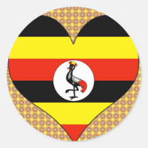 Jag älskar Uganda Rund Klistermärke