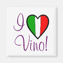 Jag älskar Vino-Italienare flagga Kylskåpmagneter