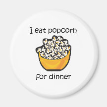 Jag äter Popcorn för rolig design för middag Magneter