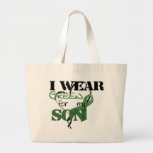 Jag ha på sig grönt för min Son Tote Bags