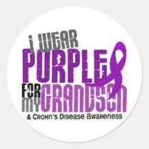 Jag ha på sig lilor för min Crohns för sonson 6 sj Rund Klistermärke