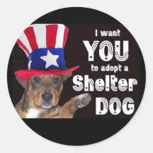 Jag önskar att DU ska adoptera en SKYDDHUND Runda Klistermärken