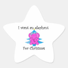 Jag önskar en elefant för jul stjärnformade klistermärken